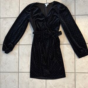 Elegant Black Velvet Wrap Dress